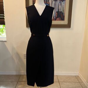 Ted Baker London Pearls of Wisdom Navy Sleeveless Dress w/ Gold Buttons Size 4